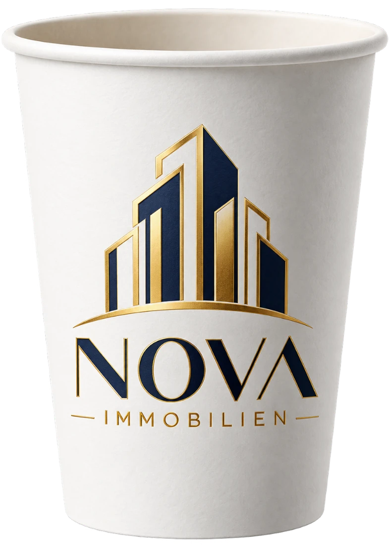 Coffee-to-go-Becher bedruckt für Immobilien